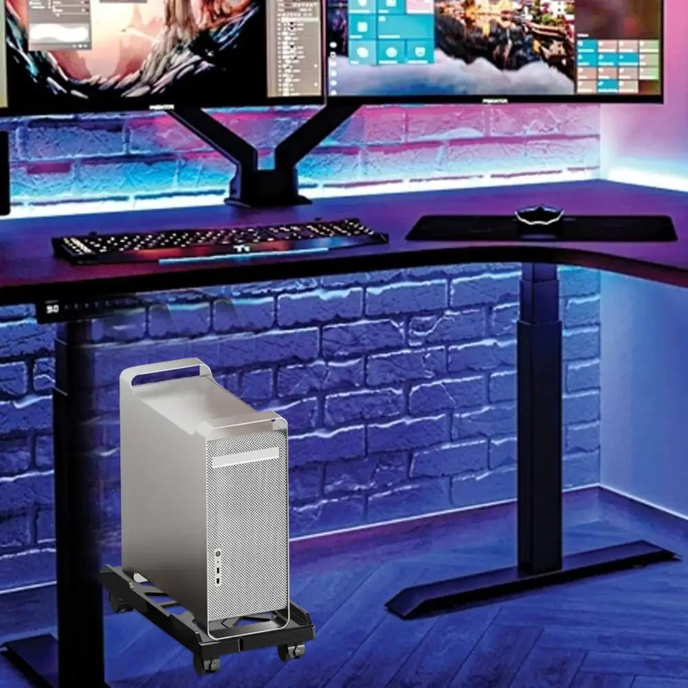 Adjustable Mobile CPU Stand Heavy-Duty PC Tower Stand With 4 Caster Wheels Ventilated Under Desk CPU Holder PC Floor Cart