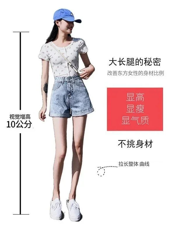 Shorts Women Black Gray Denim Shorts For Women Summer High Waist  Loose Ropa Mujer