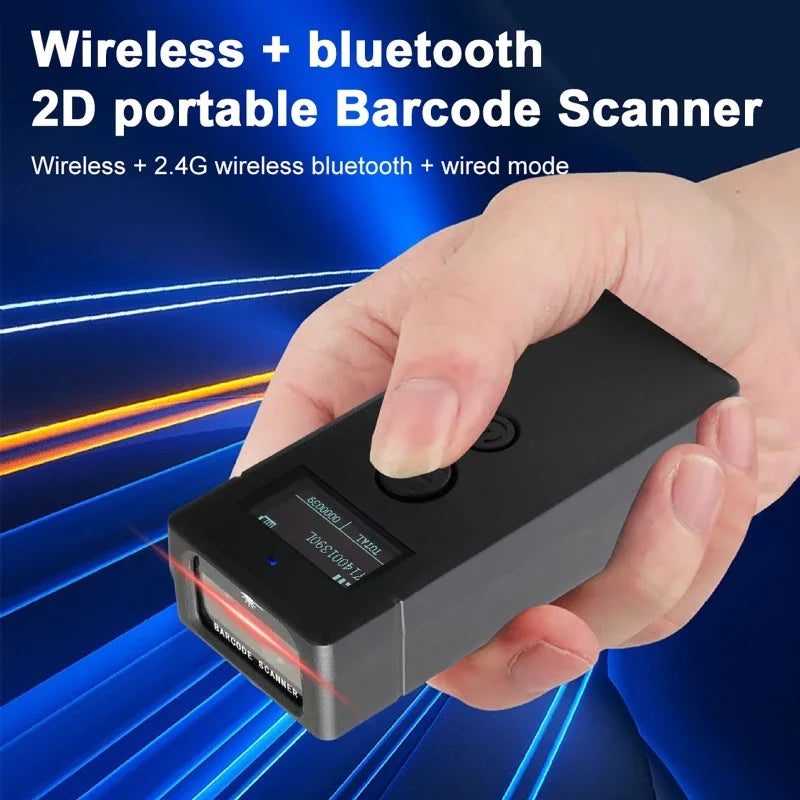 Bluetooth Mini Barcode Scanner 1D/2D 2.4G Bluetooth Wireless Bar Code Scanner Android IOS Windows USB Scanners Laser Reader