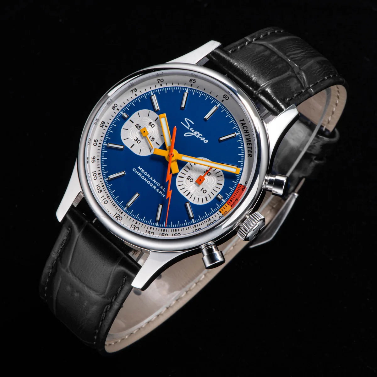 Sugess Watch Mens 1963 Pilot Chronograph Mechanical Wristwatches Tianjin ST19 Movement Swanneck Sapphire Crystal Racing Leather