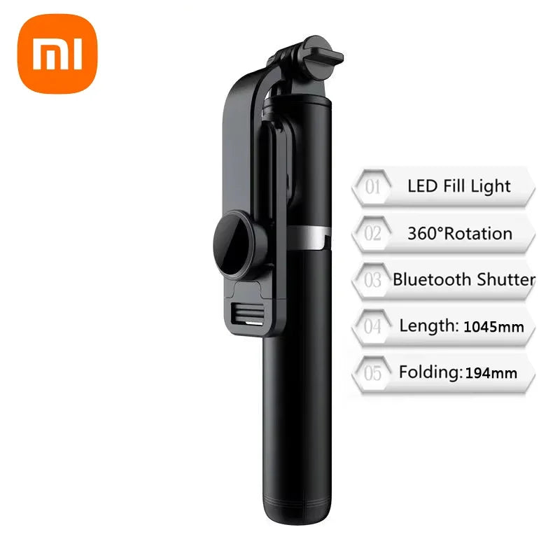 Xiaomi 1045mm Selfie Stick With Wireless Bluetooth Led Fill Light Extended Tripod With Remote Shutter For Android Ios Cellphone
