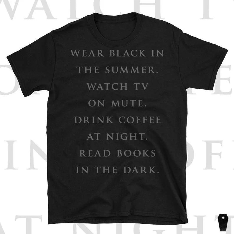Black on black Short-Sleeve T Shirt | Gothic Nu goth All Black Everything Emo clothing Soft grunge Murdered out | Contrarian