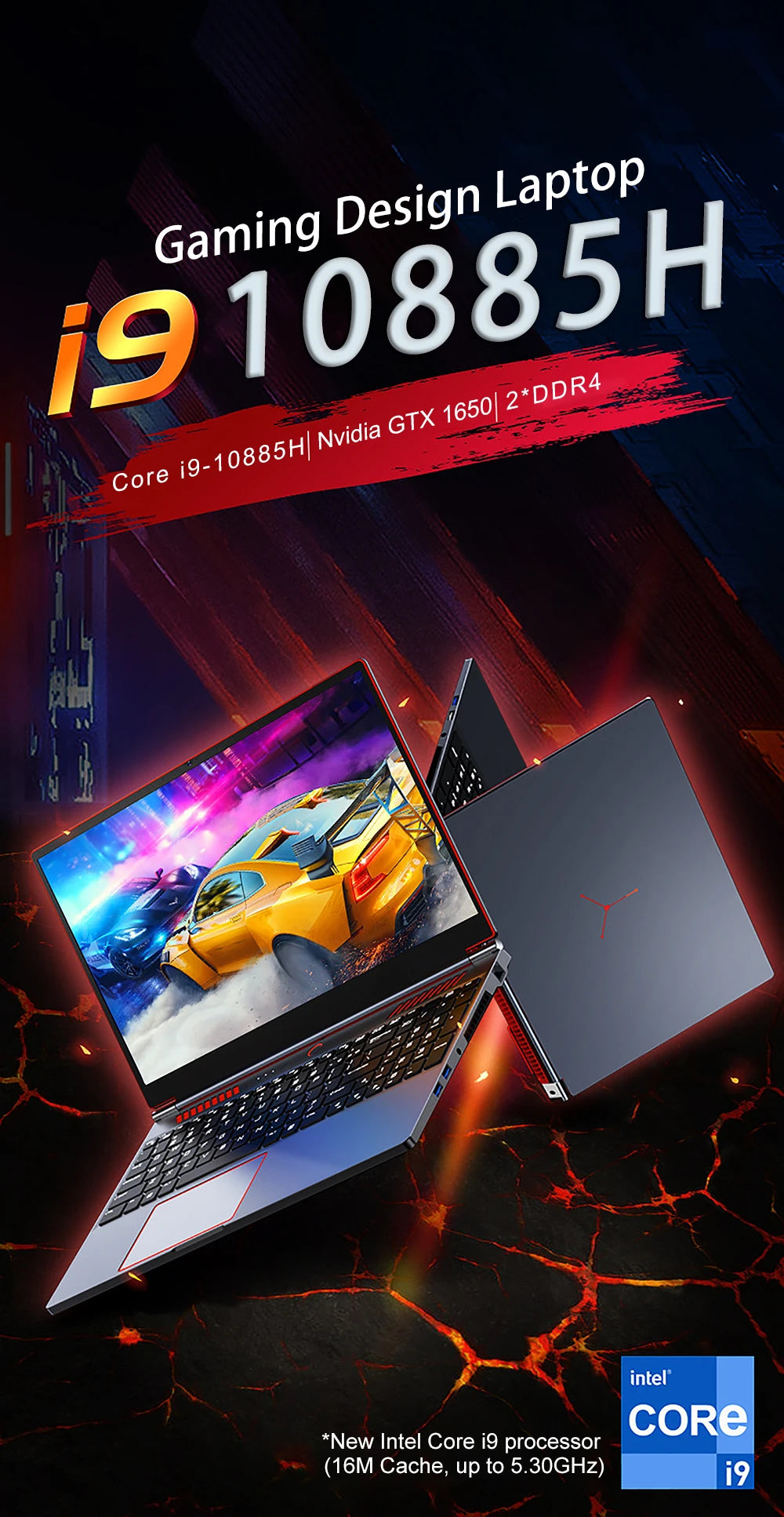 16.1 Inch Gaming Laptop Computer RTX4050 6G Intel Core i9-13900H i9-10885H windows11 RAM Max 64GB DDR4 2*M.2 NVME 4TB SSD WiFi