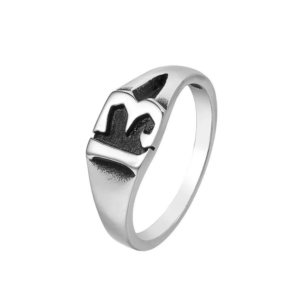 Classic Unique Lucky Number Ring For Men Fashion Punk Stainless Steel Number 13 Alphabet Ring For Women Amulet Jewelry Gift