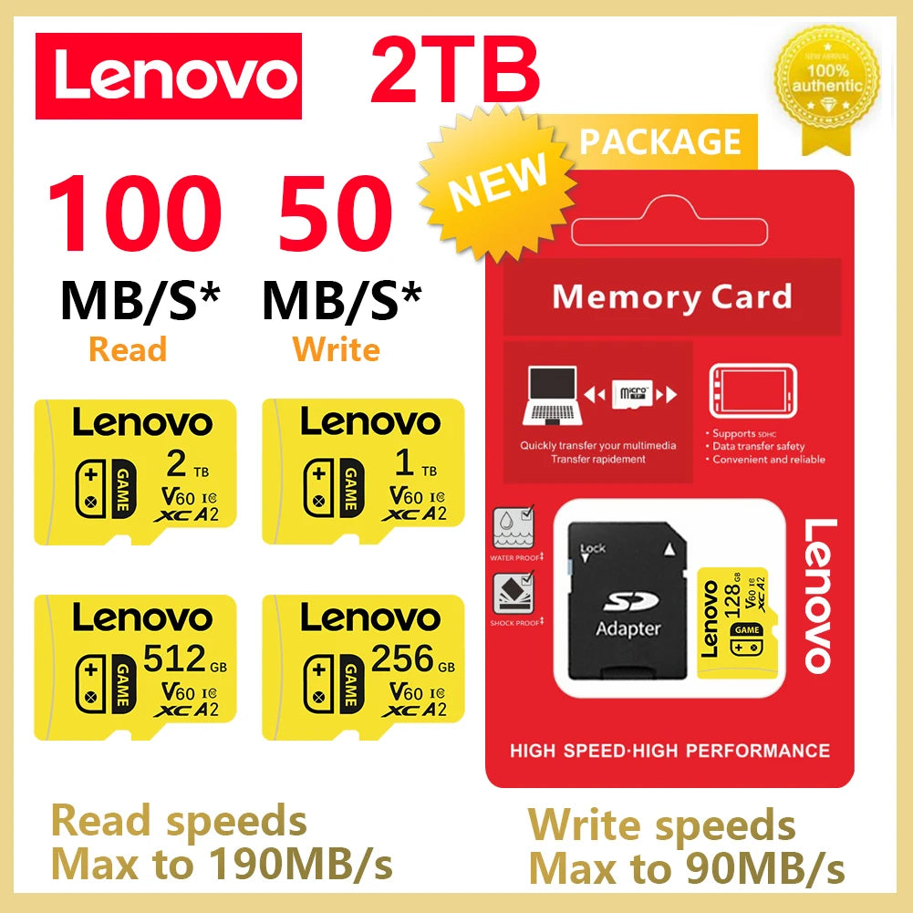 Lenovo 2TB SD Memory Card 1TB 512GB 256GB A2 U3 Micro TF SD Card 128GB High Speed MLC TF Card For Nintendo Switch Ps4 Games
