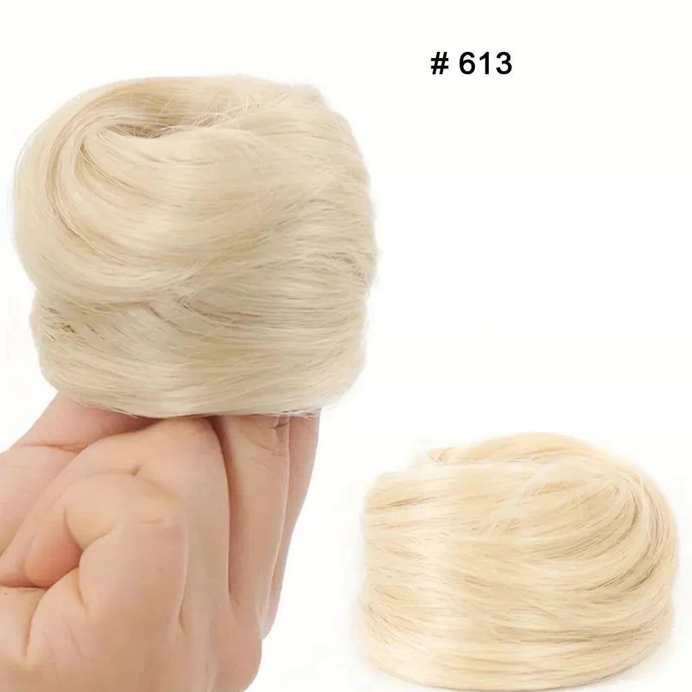 1Pc Synthetic Hair Bun Straight Chignon Elastic Rubber Band Fake Hair Clip in on Hair Tail Extension Updo Hair Piece Ponytail