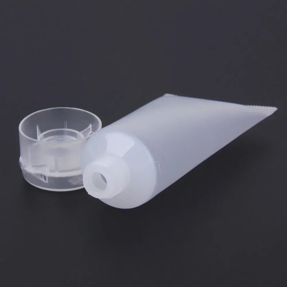 10Pcs 5-100ml Empty Frosted Cosmetic Soft Tubes w/ Flip Lids Matte Clear Plastic Containers Lotion Bottles For Hand Cream Makeup