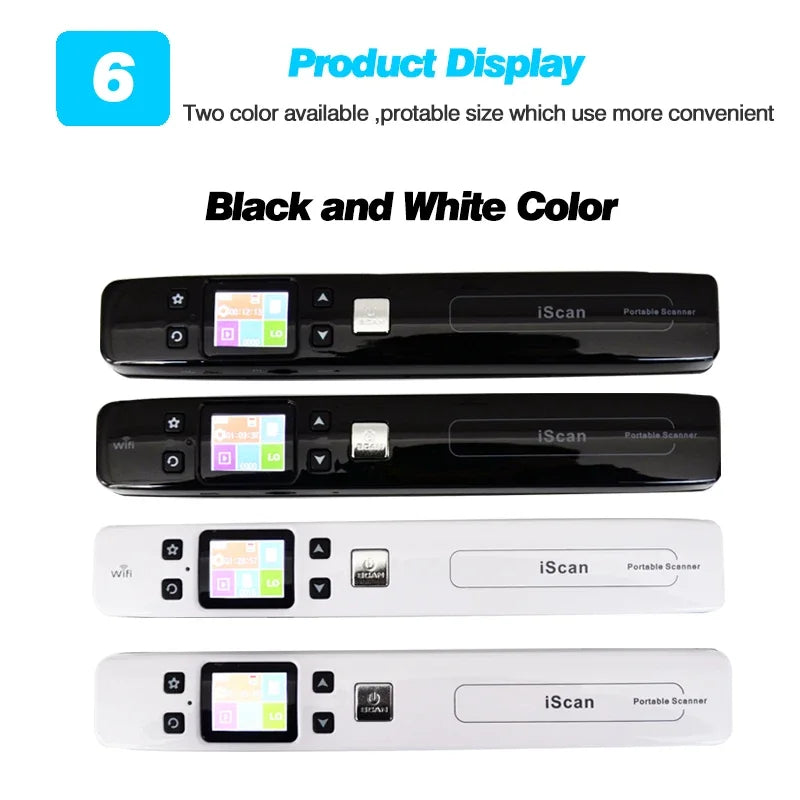 Portable iScan Wifi Scanner Handheld Zero Margin Scanner 1050DPI HD Scanner JPG/PDF for Business Reciepts Scan Document Images