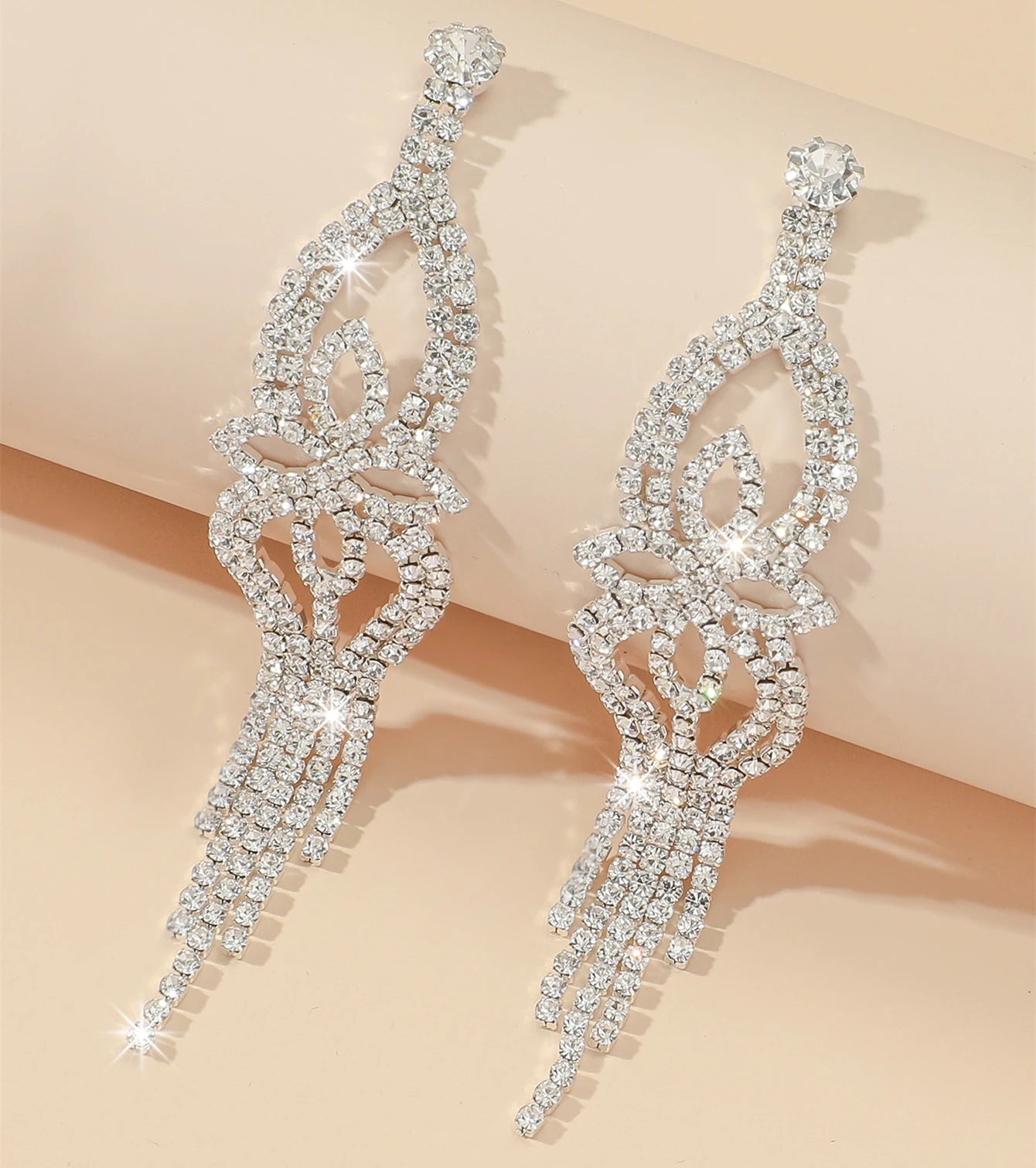 Shiny Multicolored Crystal Long Drop Earrings For Women Brides Classic Geometry Square Dangle Earring Wedding Party Jewelry Gift