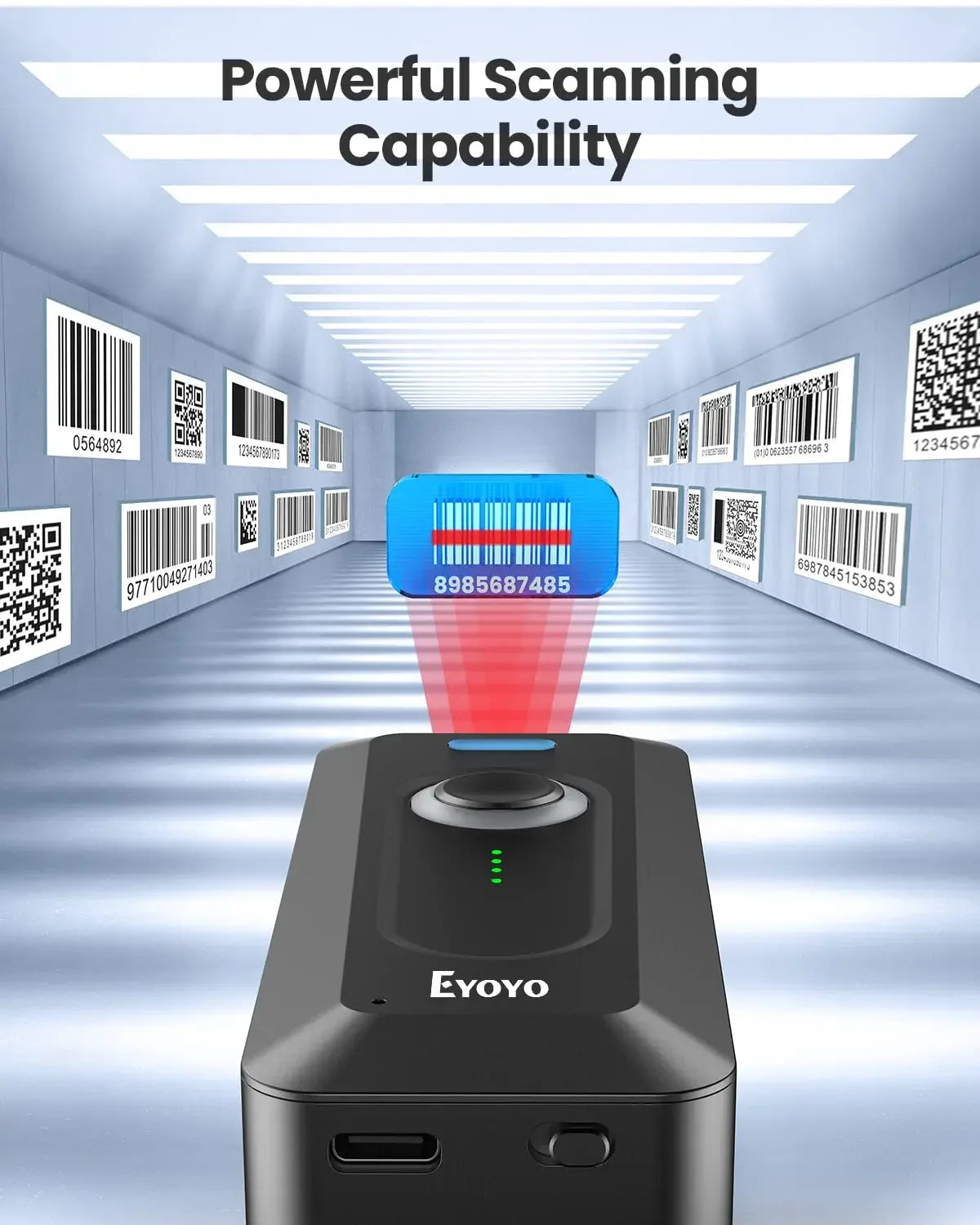 Eyoyo 2D Bluetooth Barcode Scanner Wireless with Clip 2000mAh Battery, Portable Mini QR Bar Code Reader Scanner
