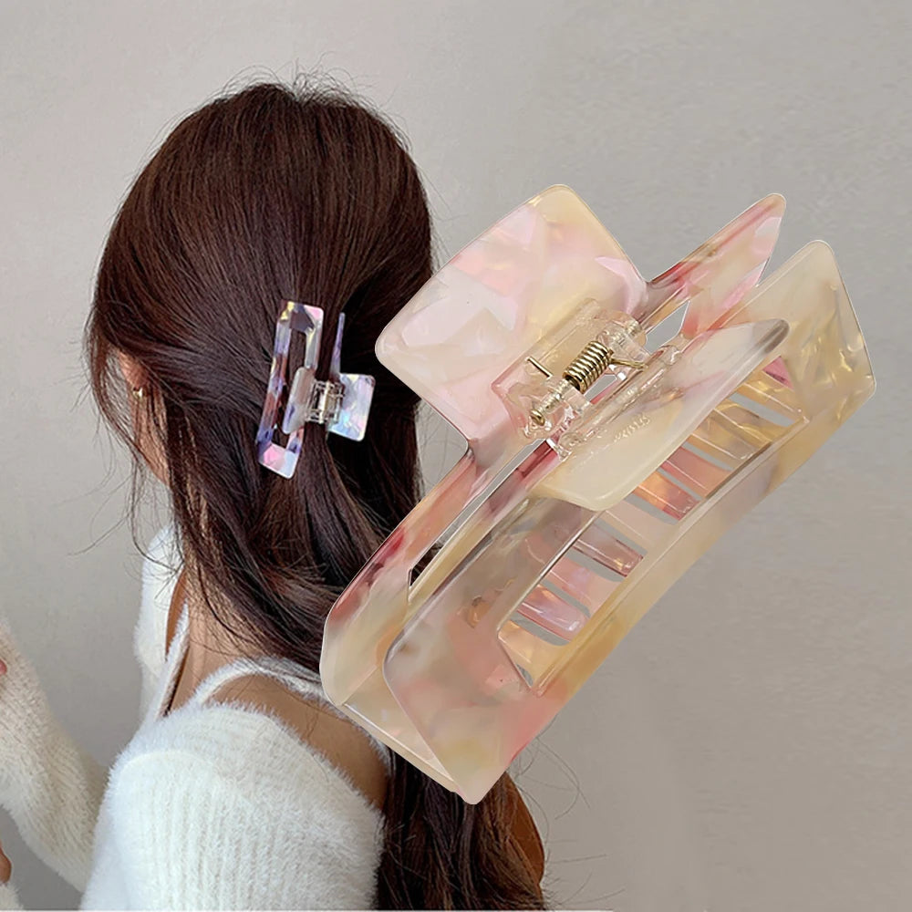 10cm Length Large Acetate Hair Clip Back Head Hairpin French Retro Mermaid Color Hair Claw Headdress Hairpin Female