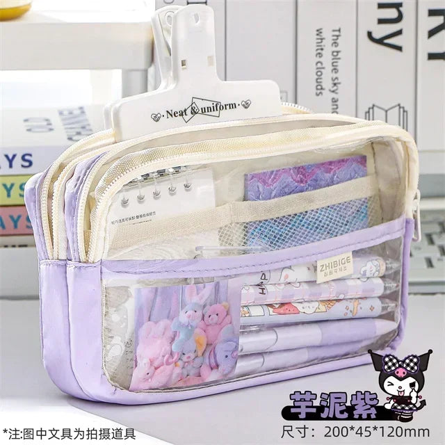 2024 New Pencil Case Layer Clear Pencil Pouch Storage Pouch For Stationery School,Office,Organizer Cosmetics korean stationery