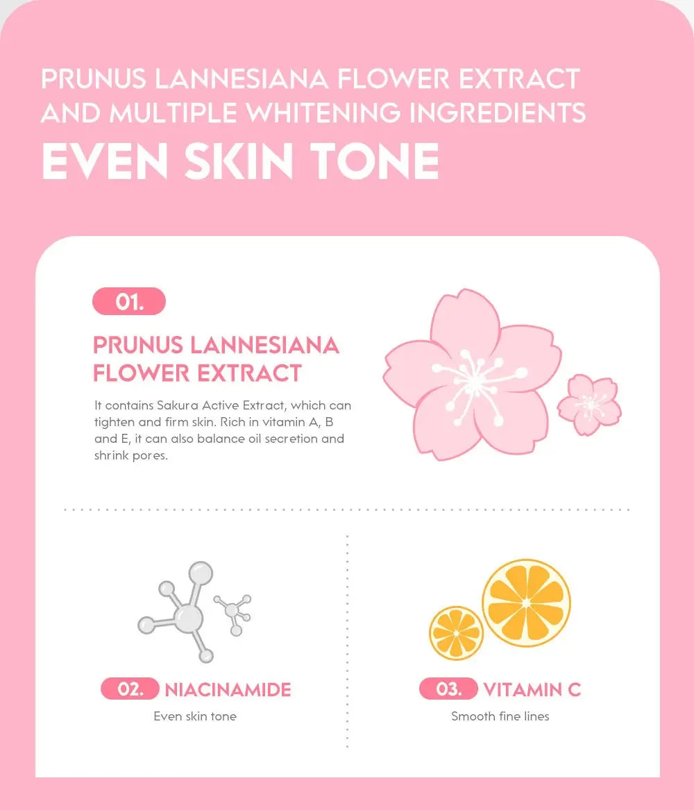 Sakura Whitening Essence Face Cream Anti-Aging Moisturizer Wrinkle Remover Remove Dark Spots Shrink Pore Brighten Glow Skin Care