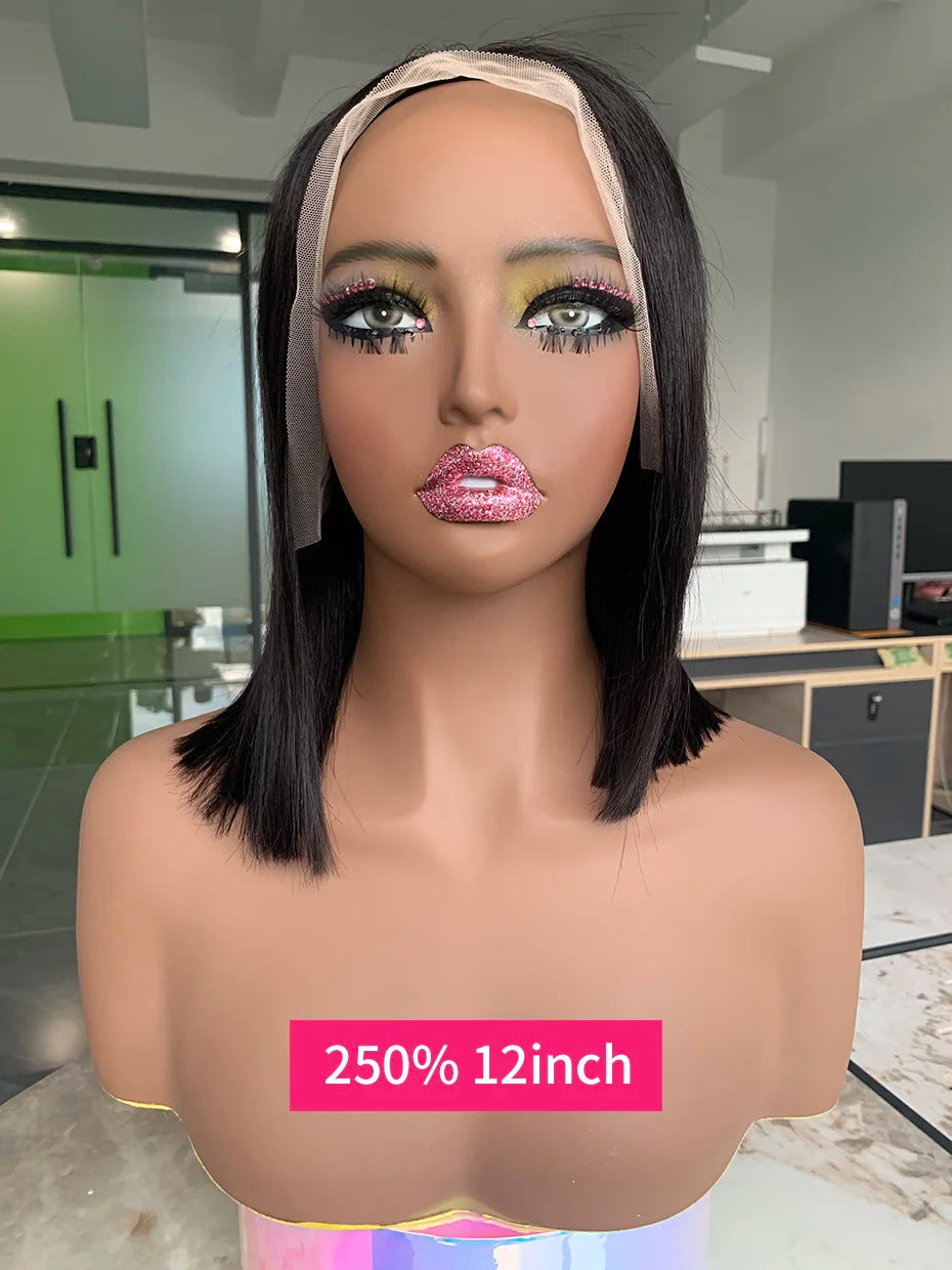 Raw Hair Vietnamese 250 Density 100 Human Hair Lace Frontal Wigs Straight Natural Black 13x6 Bob Wig Lace Front Human Hair Wigs