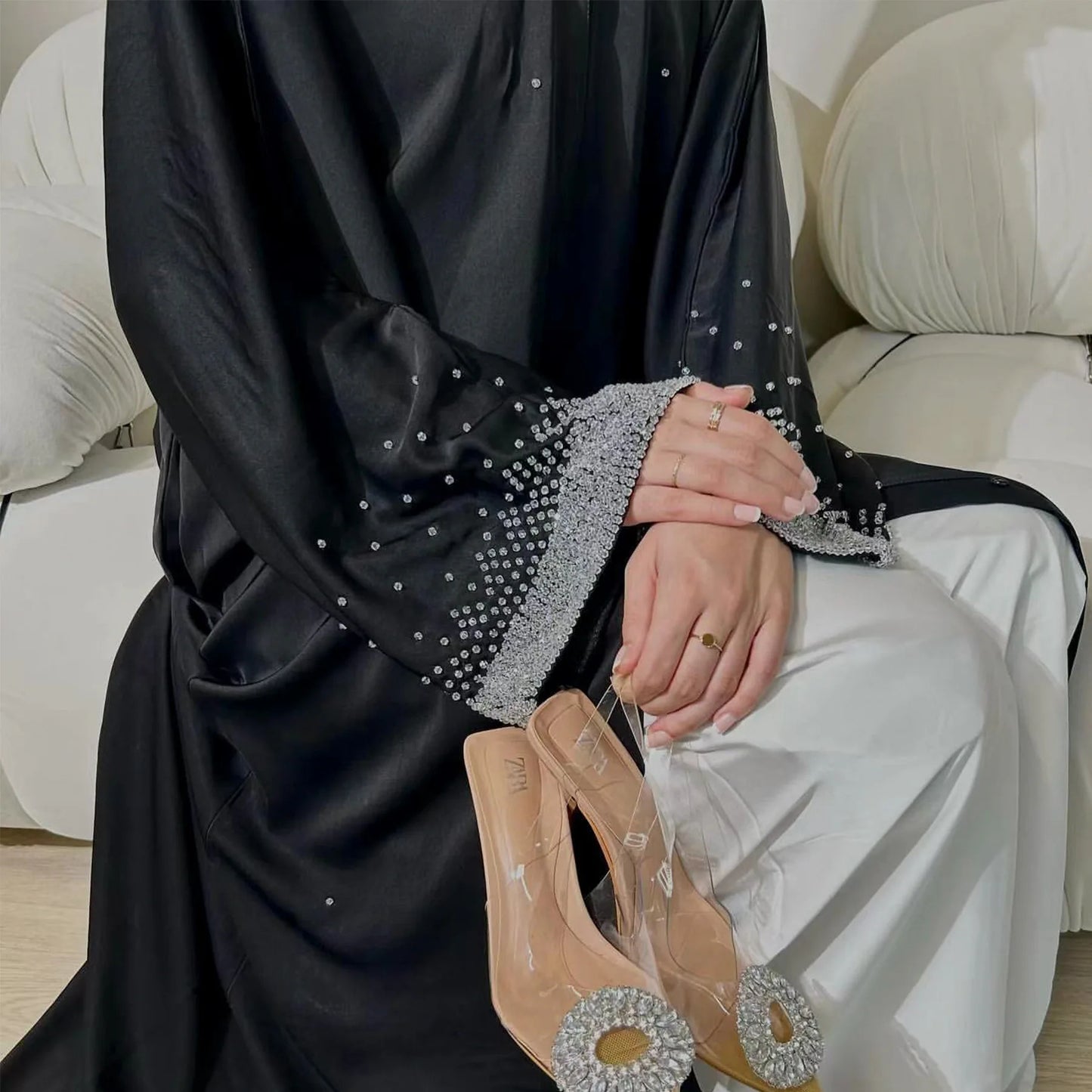 Eid Muslim Diamond Abaya for Women Button Cardigan Up Jalabiya Ramadan Dress 2024 Ramadan Caftan Party Long Robe Vestido Largos