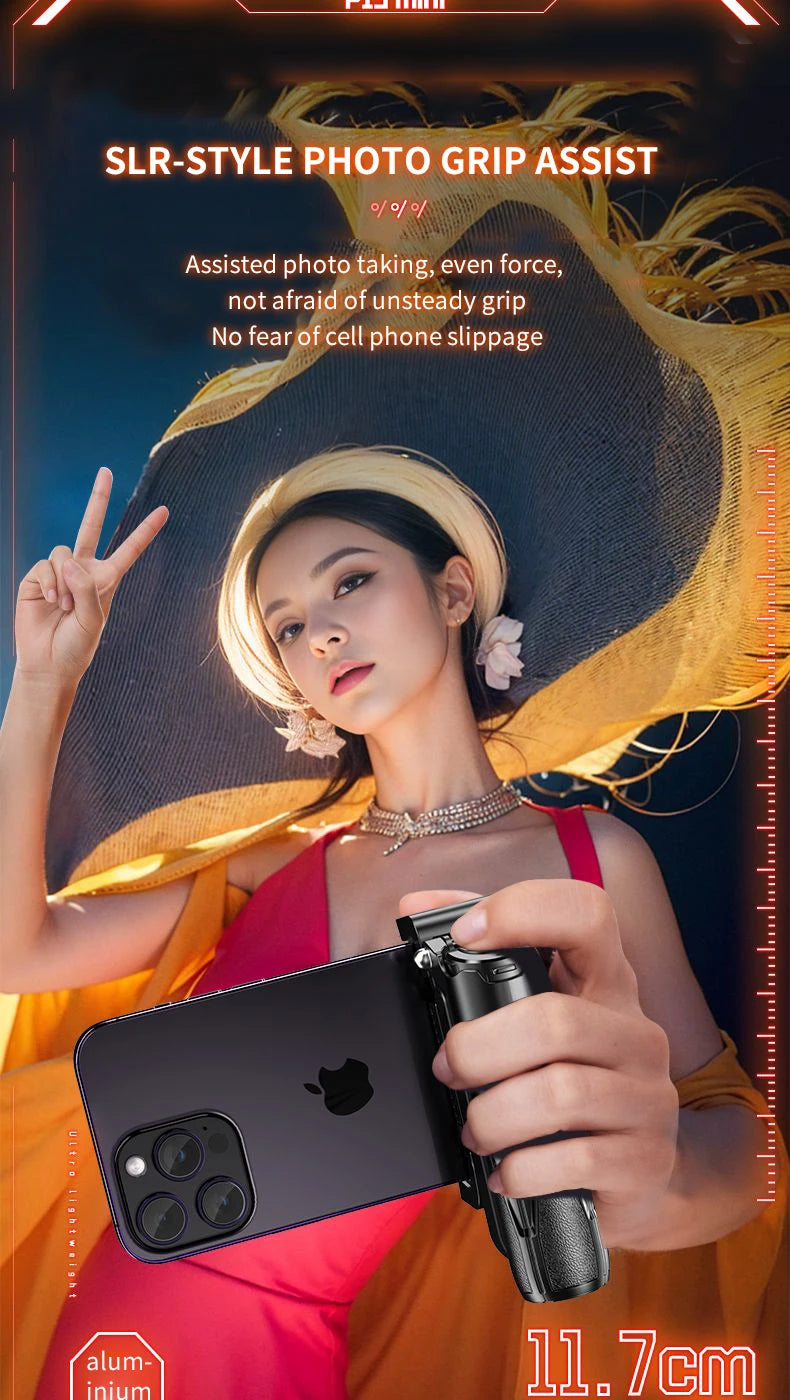 P15Mini Selfie Stick Tripod 3 in 1  Extendable Grip Phone Tripod with Detachable Remote for Vlog Livestreaming Photography