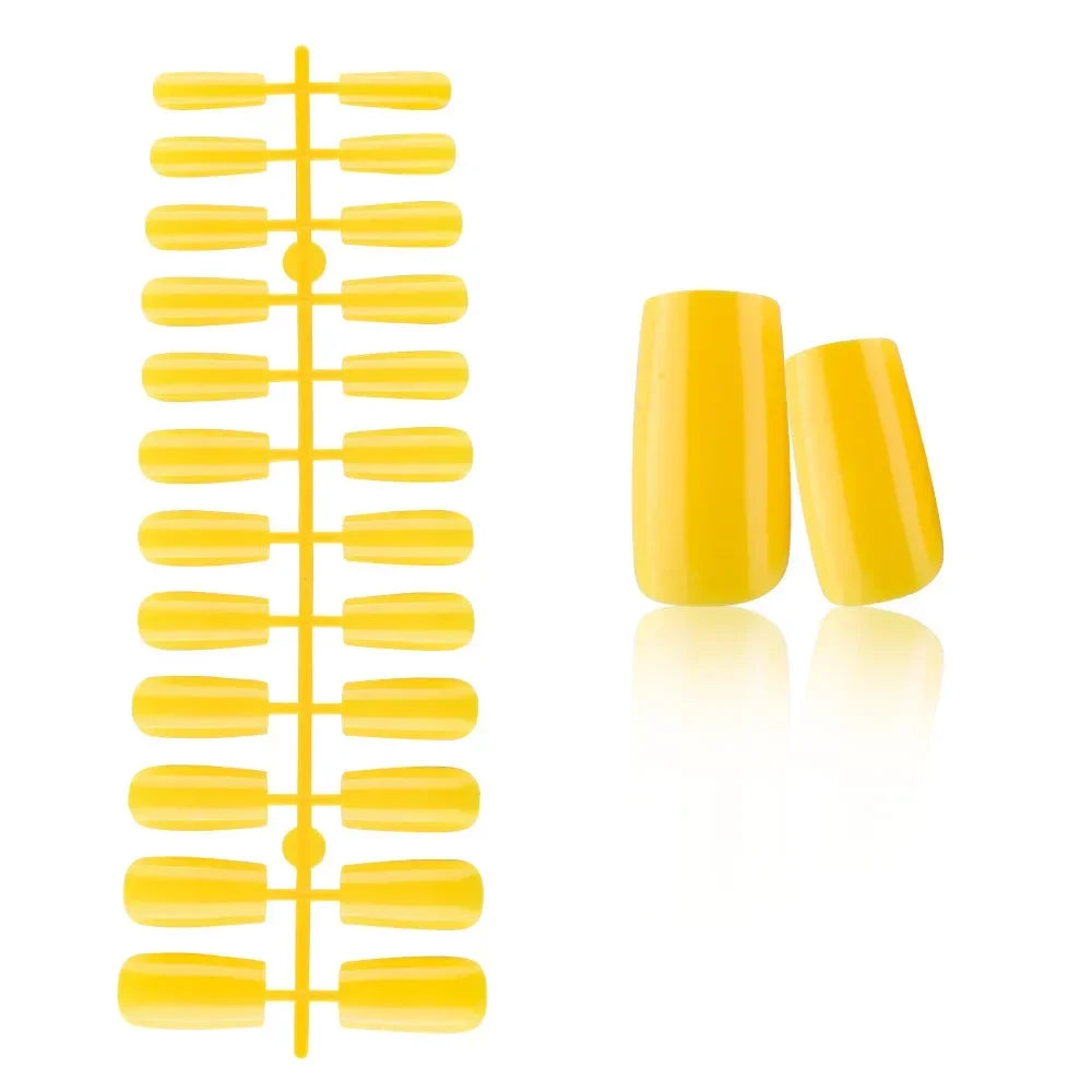 24 Pcs Solid Color Nail Tips Extension System Soft Gel Fake Nail Sculpted Square Full Cover Press on Nail Tips Artificial Nails