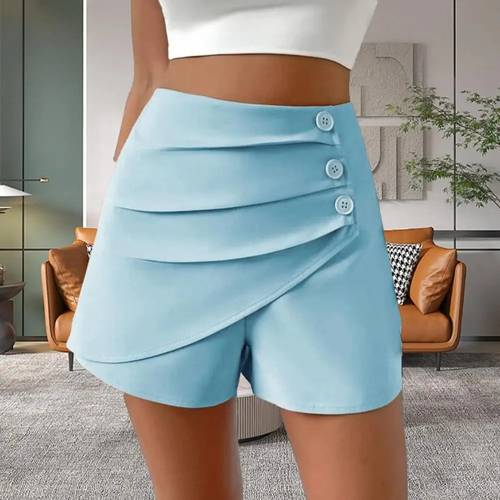 Women Summer Shorts High Waist Lady Daily Shorts Asymmetric Women Summer Shorts Slim Fit  Above Knee Length Women Mini Shorts