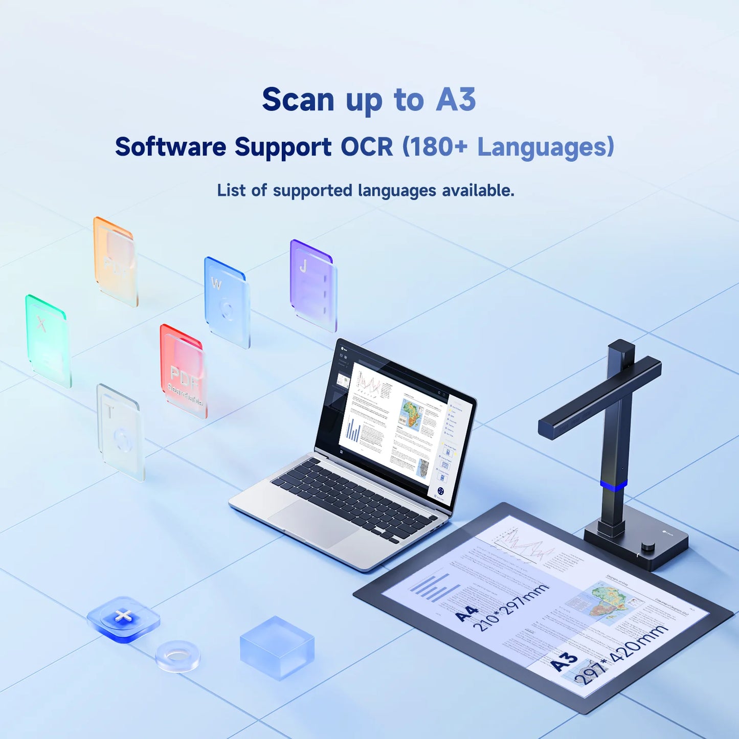 CZUR Shine Ultra Portable 13MP Book Scanner Flatten Curve Technology Capture Max A3 Document Fast Scan for Office Library School