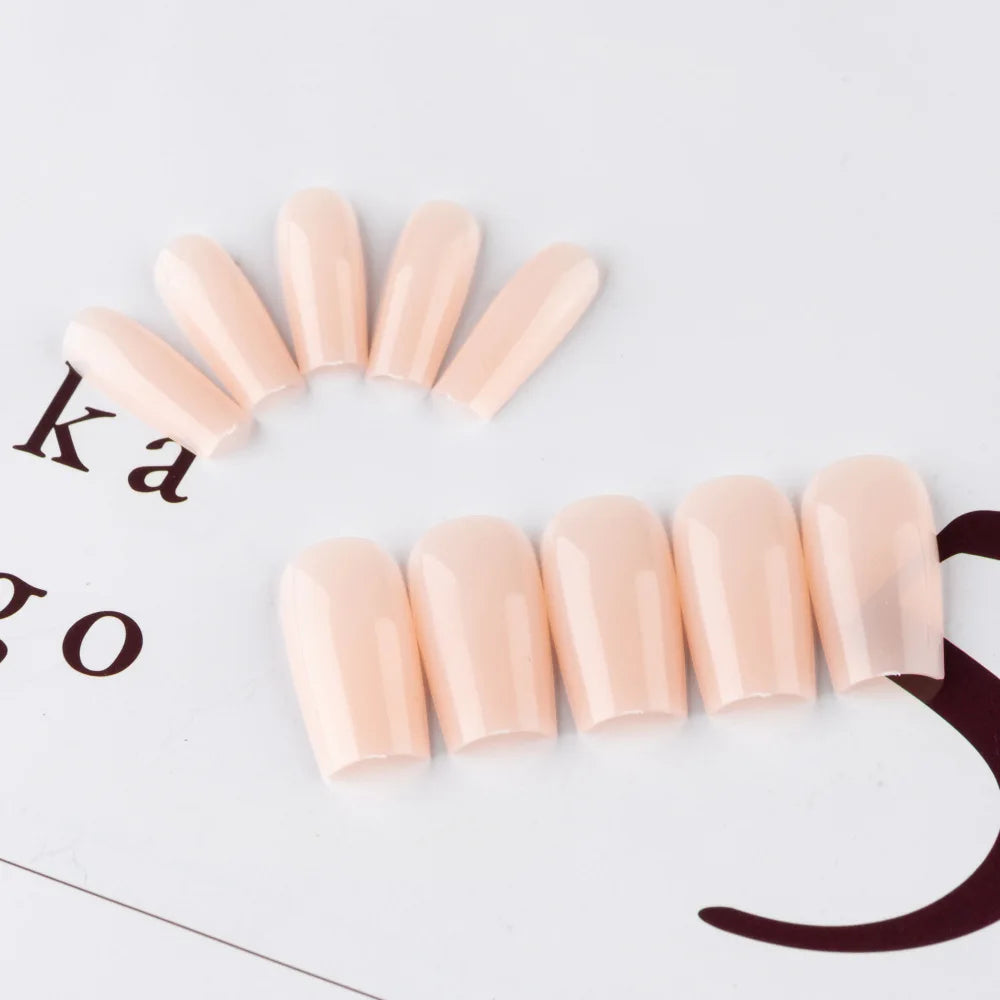 24 Pcs Solid Color Nail Tips Extension System Soft Gel Fake Nail Sculpted Square Full Cover Press on Nail Tips Artificial Nails