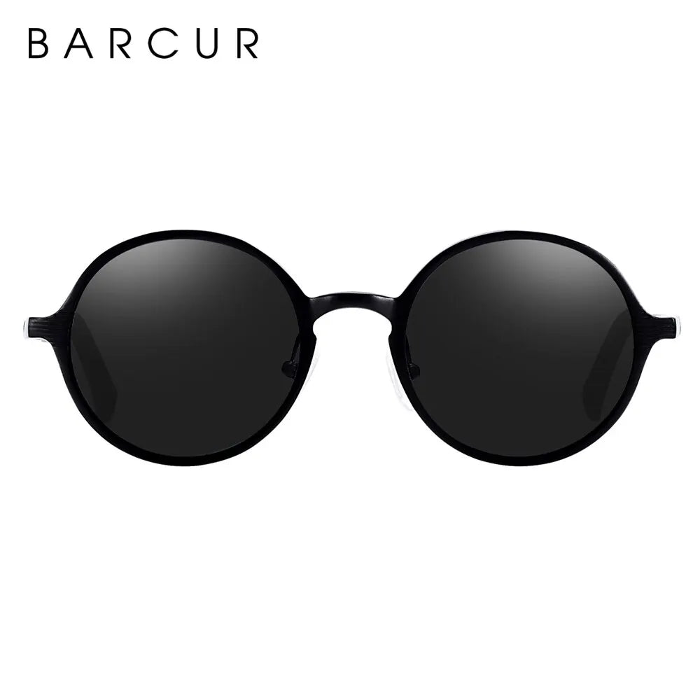 BARCUR Hot Black Goggle Male Round Sunglasses Luxury Brand Men Glasses Retro Vintage Women Sun Glasses UV400 Eyewear