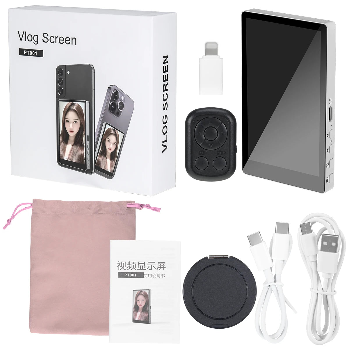 Wireless Magnetic Mount Vlog Selfie Monitor Screen Phone Rear Camera Selfie WiFi Bluetooth Connection for Selfie Live Vlog