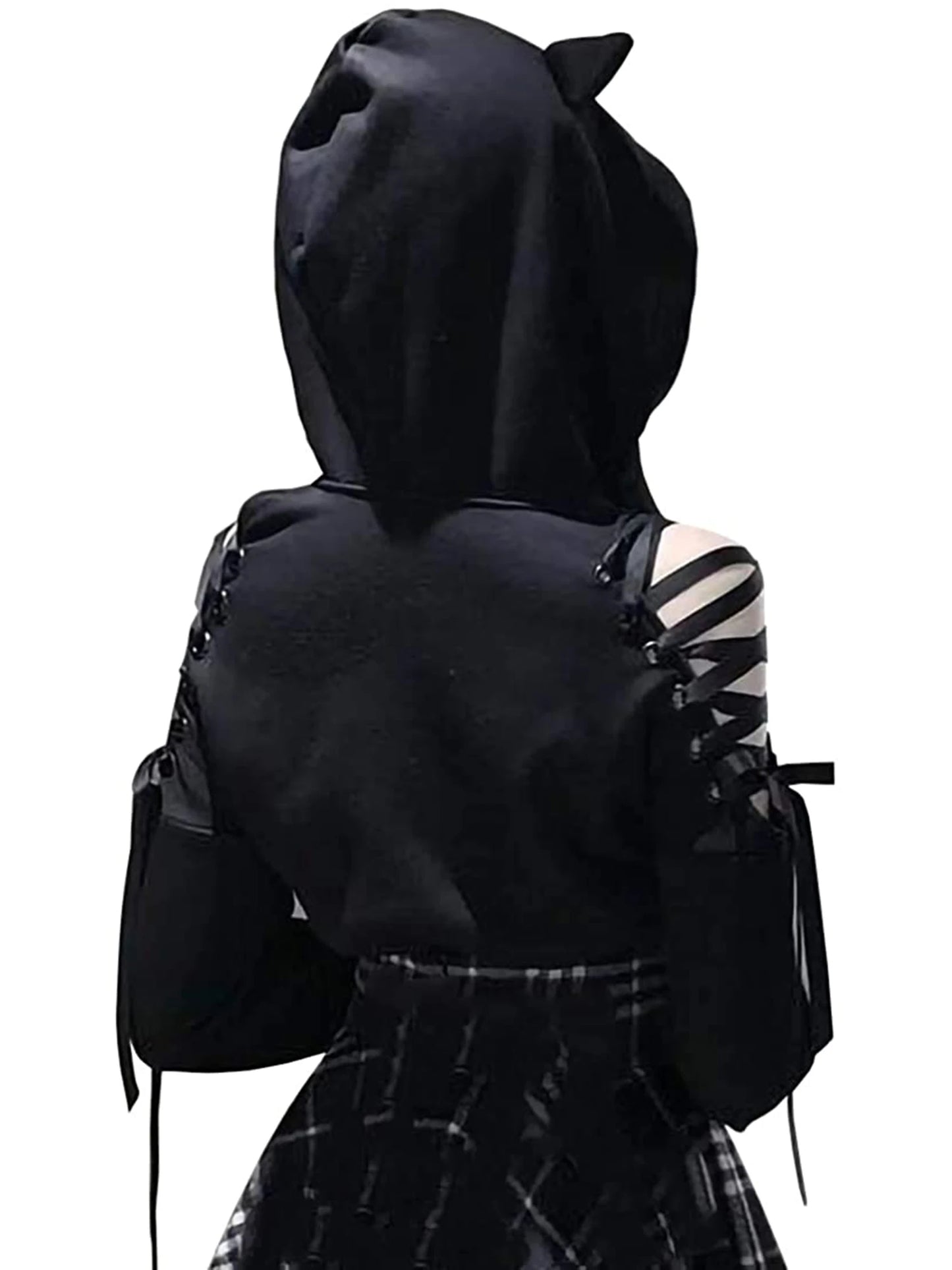 Captivating New Punk Women’s Fashion Printing Sweatshirt Casual Bandage Y2k Long Sleeve Exposed Navel Hooded T-shirt Streetwear