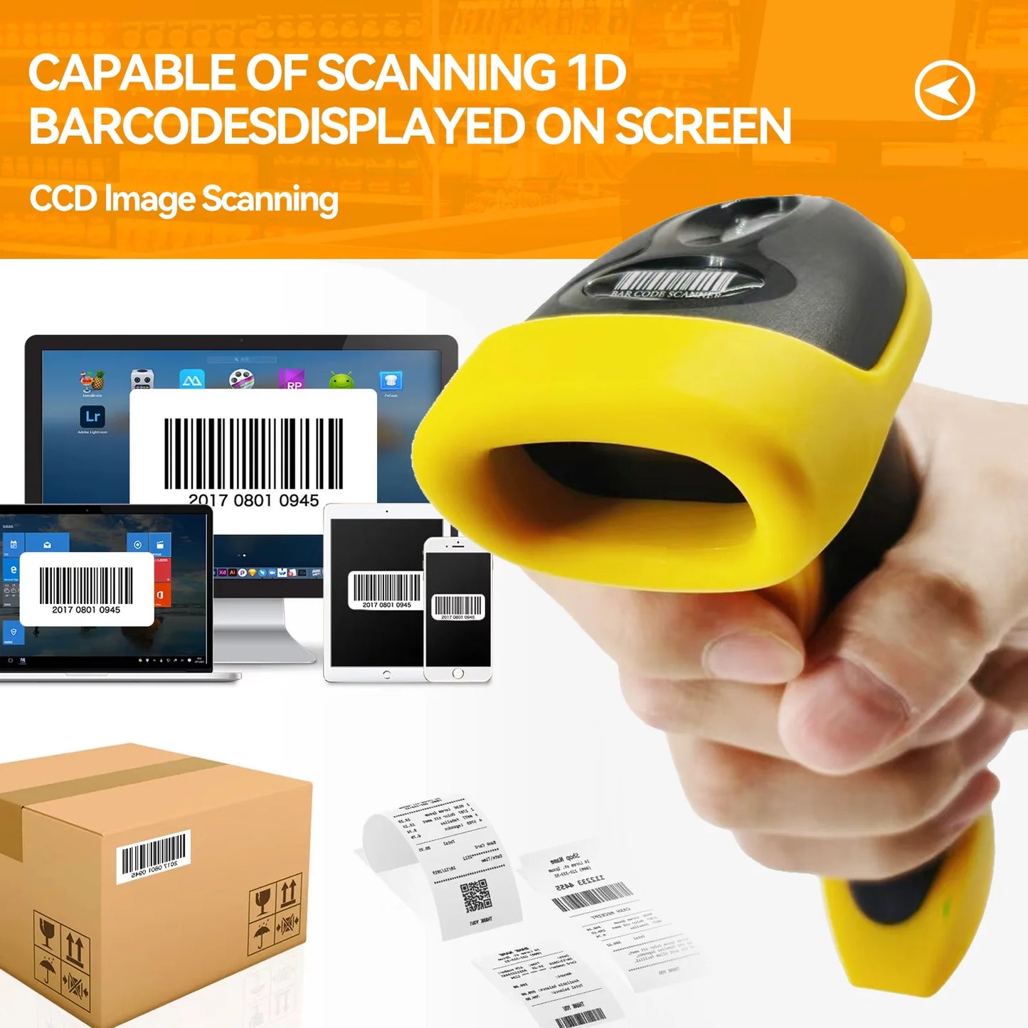2D 1D Barcode Scanner Wired/2.4G Wireless/Bluetooth Bar Code Reader Handheld Portable Scanning For Supermarket Logistics Product