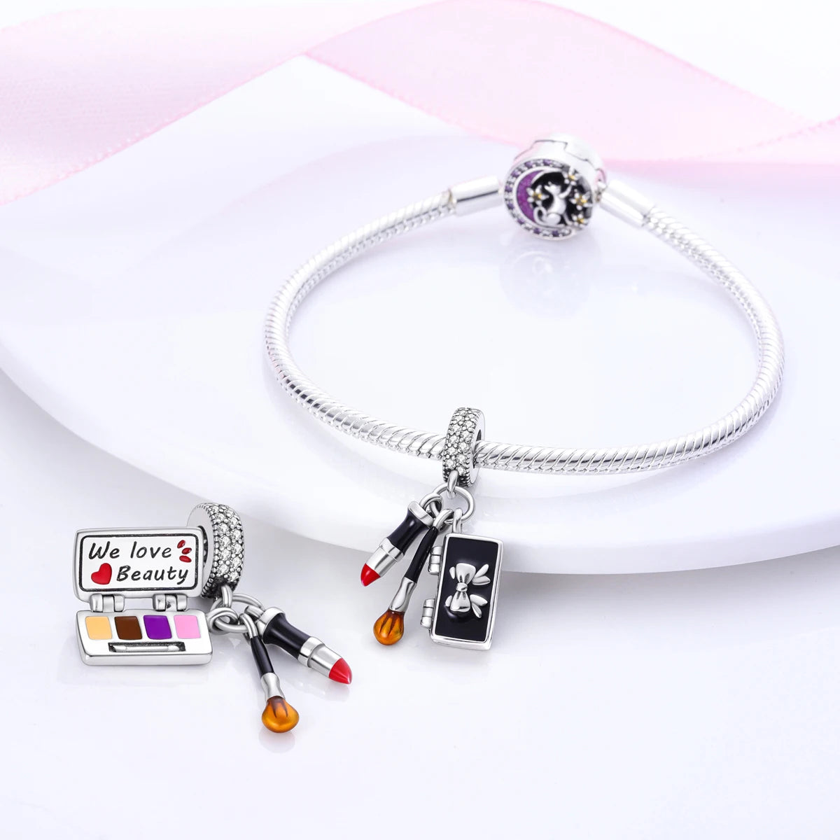 925 Silver Plated Firefly Pizza Cake Charms Fit Original Pandora Bracelet Making Fashion Jewelry
