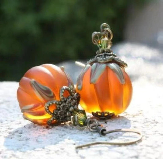 Fashion Pumpkin Halloween Drop Earrings for Women Girls Vintage Orange Pumpkin Dangle Earrings Accessories Funny Jewelry Gifts