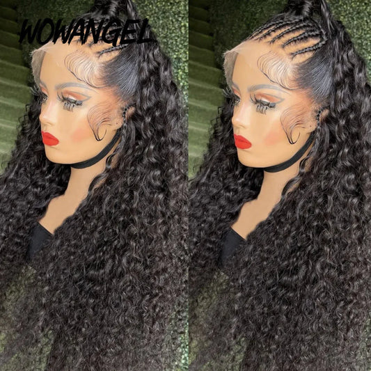 Wow Angel 36inch Water Wave 13x6 Full Frontal HD Lace Wigs 250% Curly Wigs HD Lace Front Human Hair Wigs Melt Skins For Woman