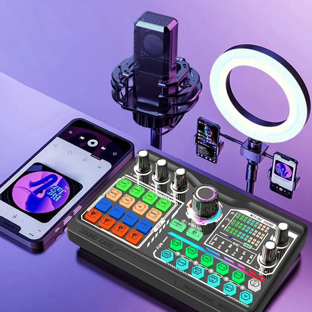 Professional Podcast Microphone SoundCard Kit Hi-Res SoundCard for PC Smartphone Laptop Computer Vlog Recording Live Streaming