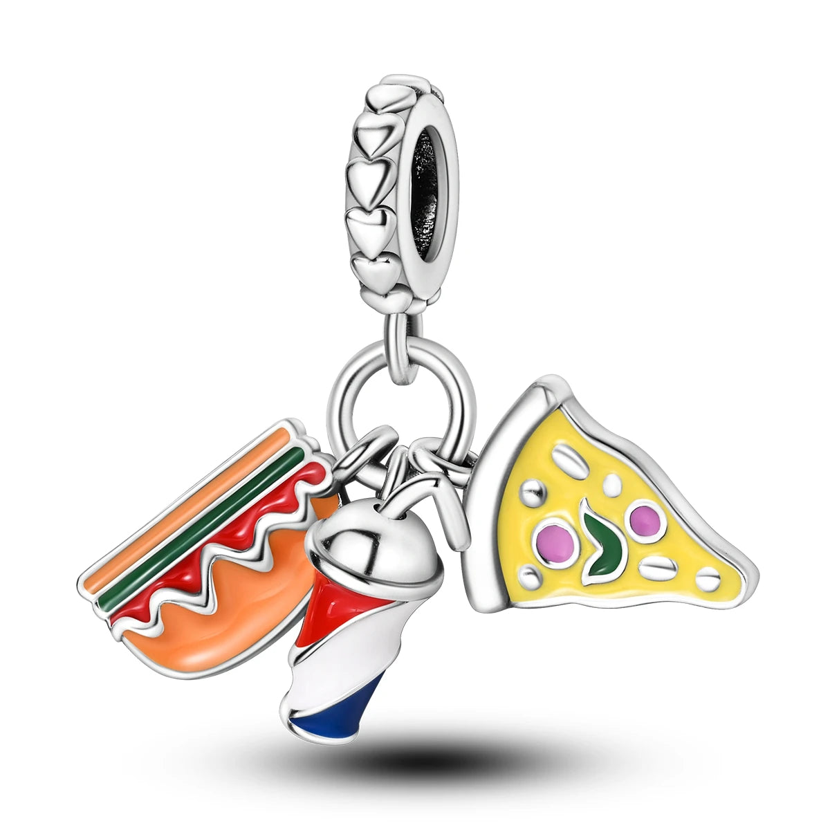 925 Silver Plated Firefly Pizza Cake Charms Fit Original Pandora Bracelet Making Fashion Jewelry