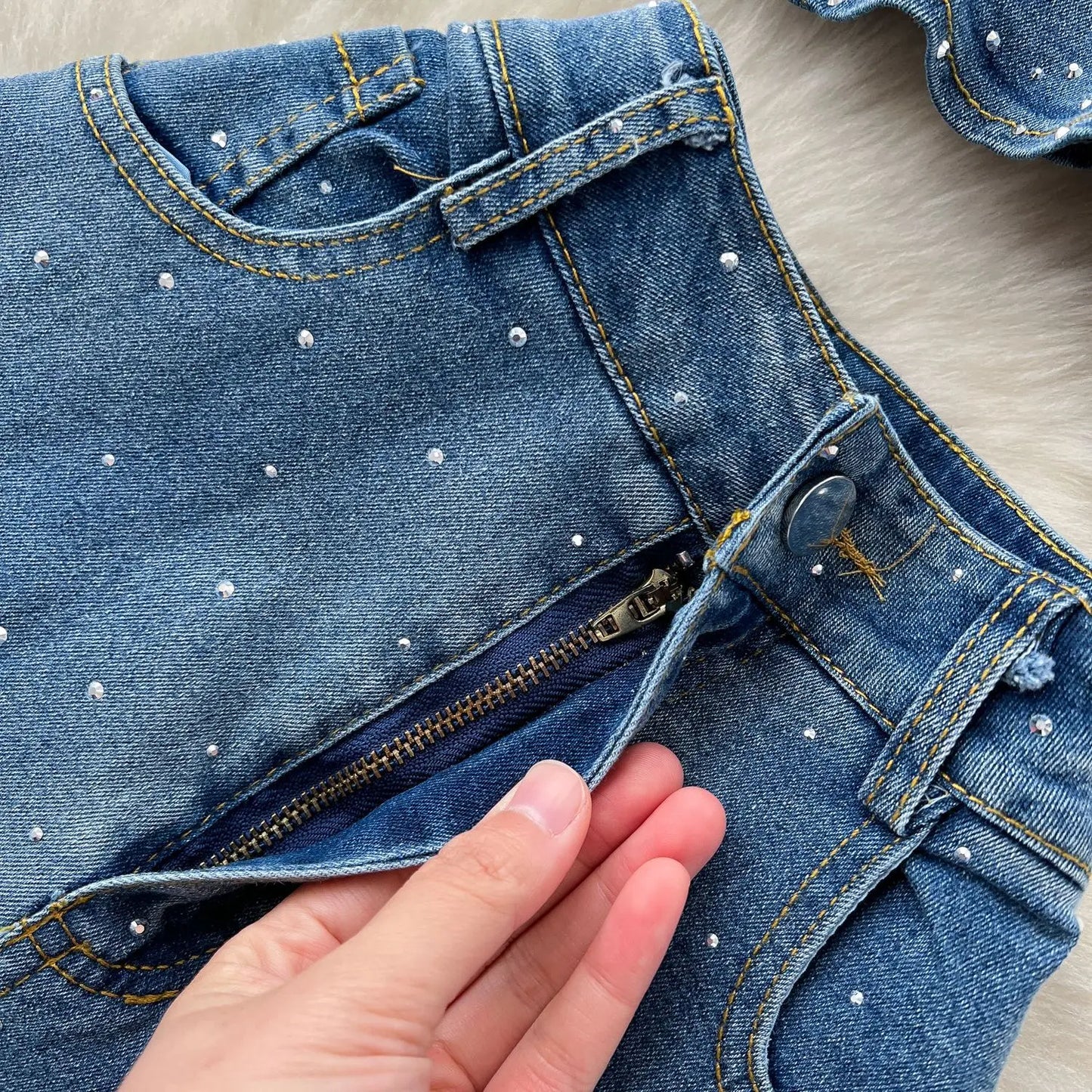 Denim Pant Set Women Two Piece Sets Sexy Matching Sets Sleeveless Short Tops Long Flare Pants High Waist Slim Hot Diamond