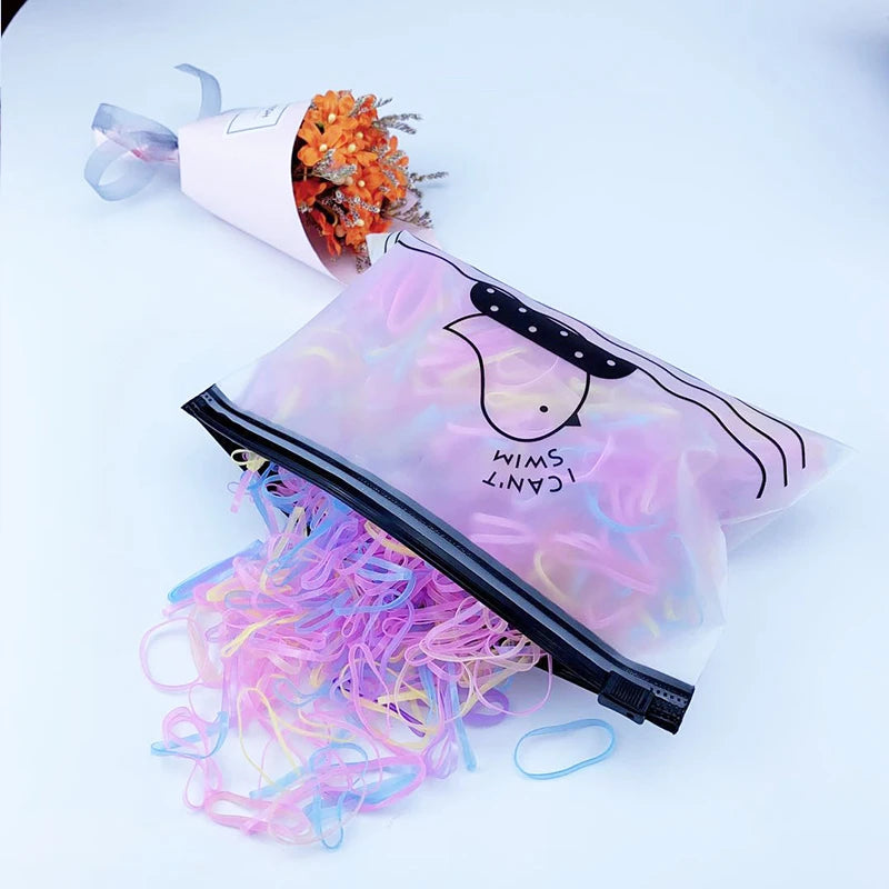 1Pack Silicone Colourful Rubber Ring Disposable Elastic Hair Bands Ponytail Holder Rubber Band Scrunchies Kids Hair Accessories