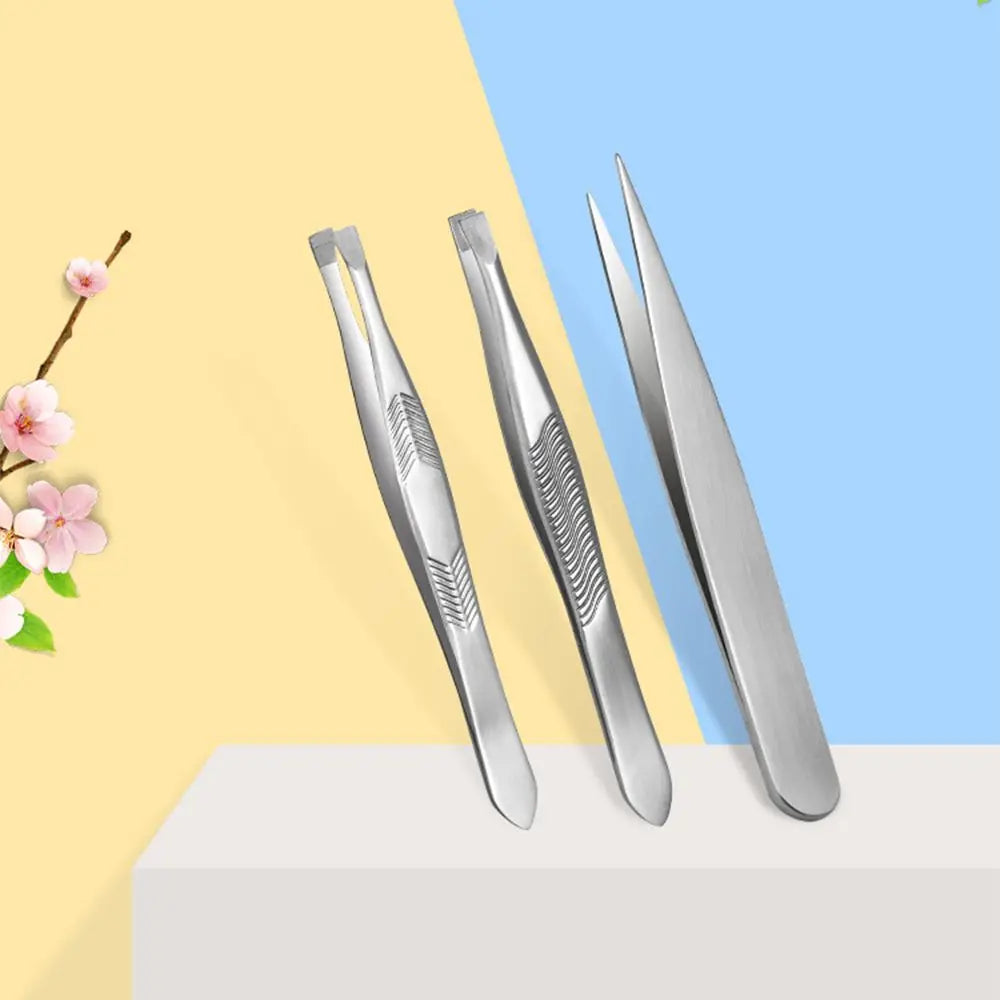 1PC Stainless Steel Slant/Tip/Flat Eyebrow Tweezer for Facial Hair Ingrown Hair Removal Tool Tweezers For Plucking Eyebrows