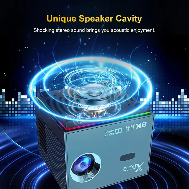 Xnano Mini Portable Projector 4K Full HD 1080P Native X3 FHD Beam 8K Video Android Projector Movie Home Theater Sound System