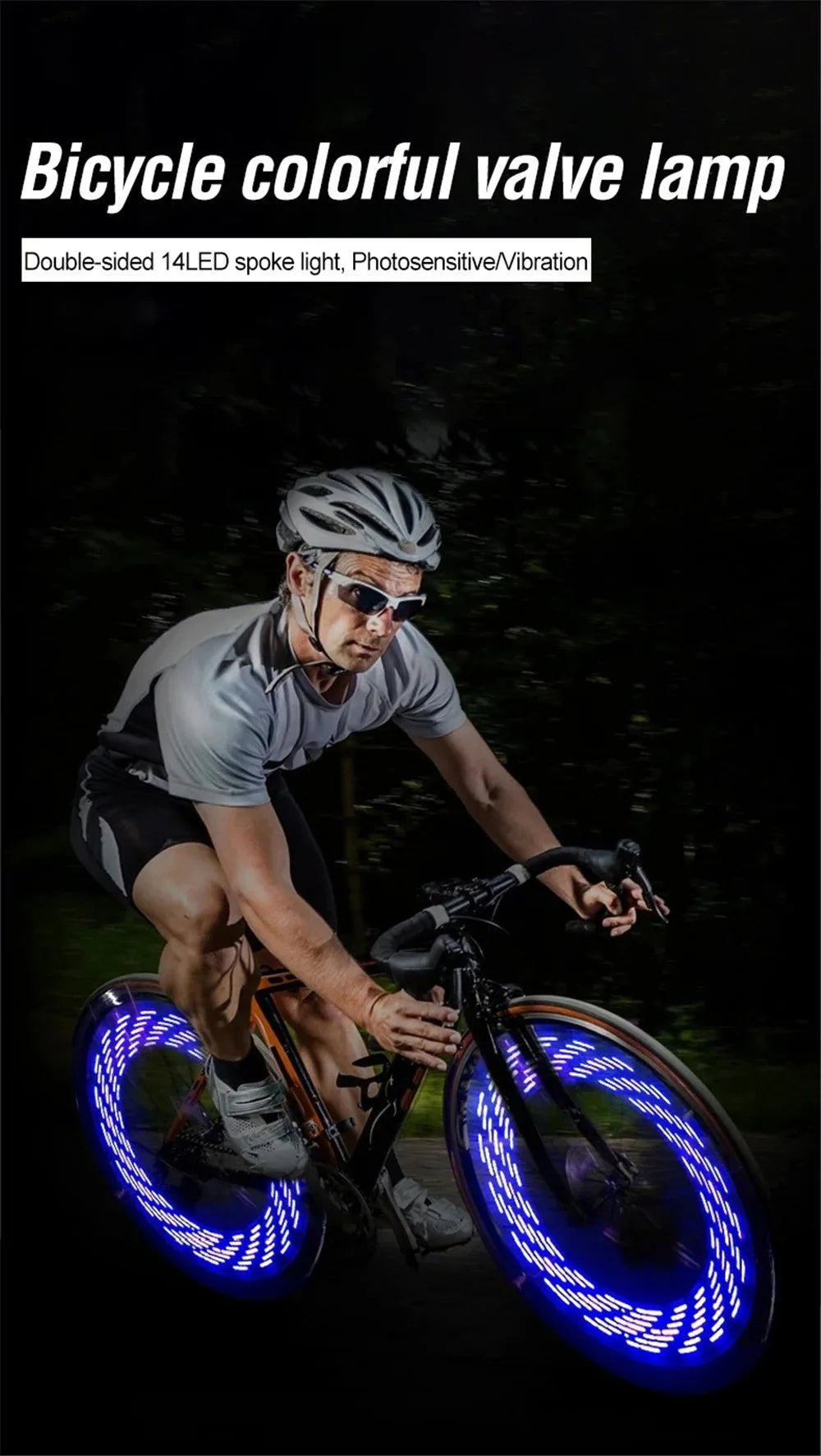 Bicycle Spoke Light 32 LED MTB Bike Wheel Light Spoke Lights Waterproof Shock Induction Colorful Bike Spoke Warning Signal Lamp