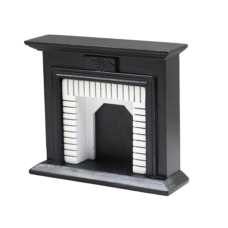 1:6 1:12 Dollhouse Mini Decorative Fireplace Model Doll House Wood Fireplace Mini House Furniture European Style