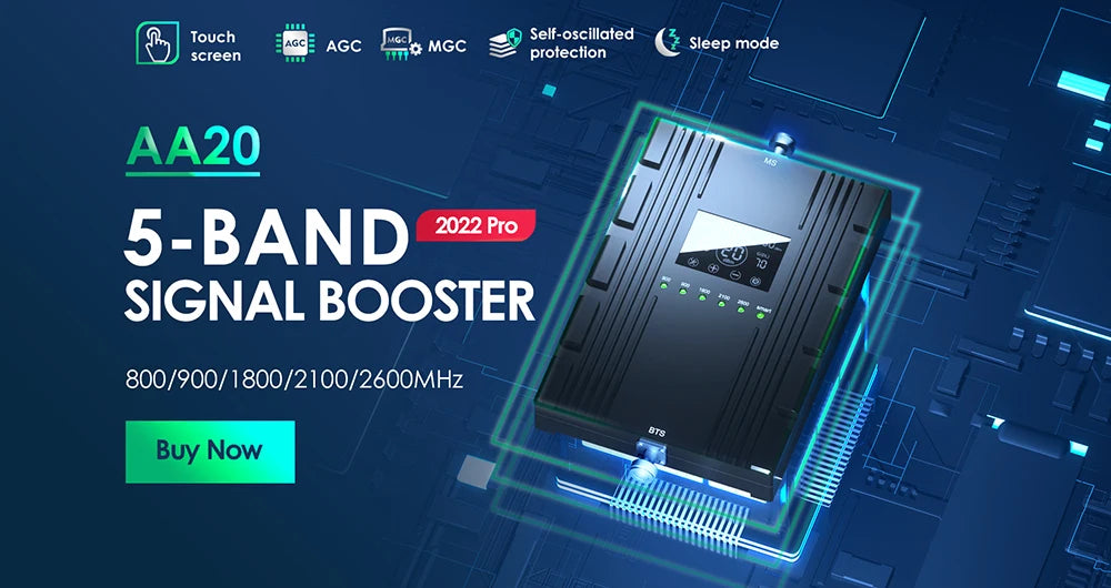 Lintratek 5 Five Band Repeater 800 900 1800 2100 2600 Mhz Cellular Amplifier GSM 2G 3G 4G Signal Booster LTE B7 B20 AGC Internet