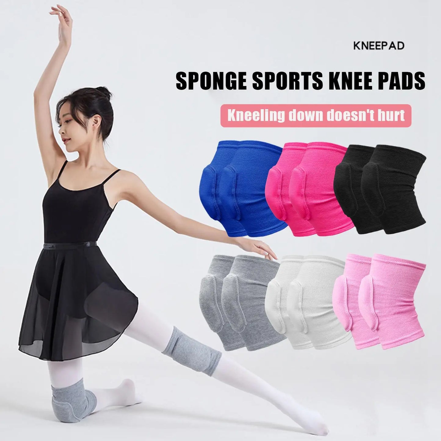 2pcs/set Sports Compression Knee Pads Elastic Knee Protector Thickened Sponge Knees Brace Support For Dancing Workout Training