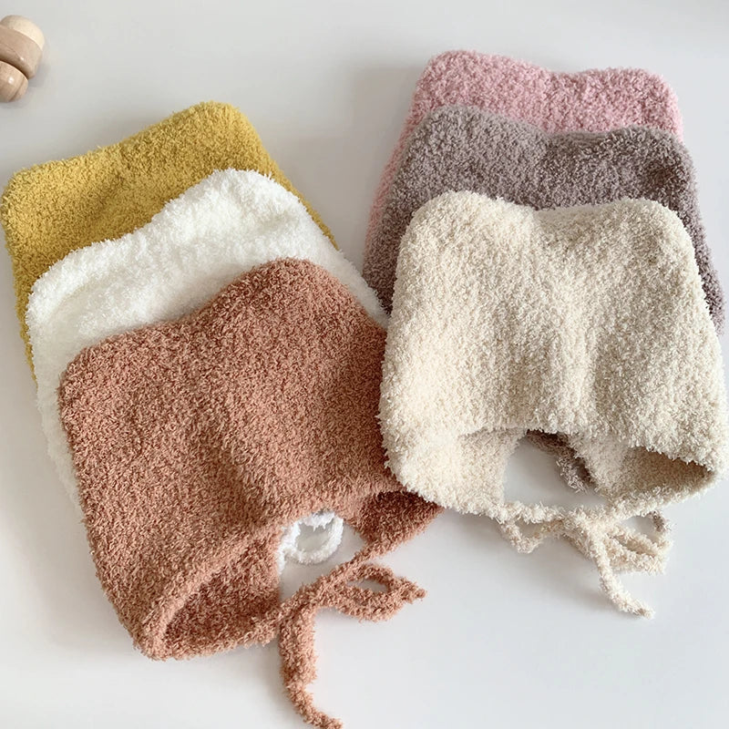 Winter Baby Beanie Cap Cartoon Ear Protection Soft Warm Knitted Hat For Boy Girl Toddler Cute Cat Crochet Hats Gorros Kids