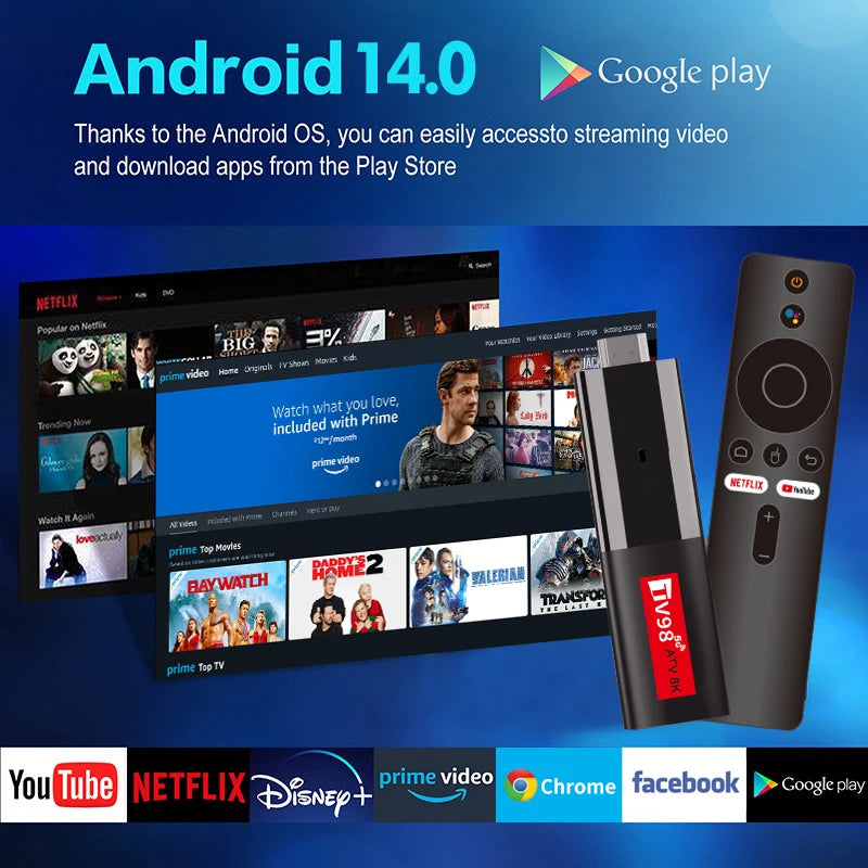 ATV Smart TV Stick Android 14 Support HD 8K Video 4K BT5.0 WiFi 6 Allwinner H618 Quad Core Cortex A53 Voice Remote Smart TV Box