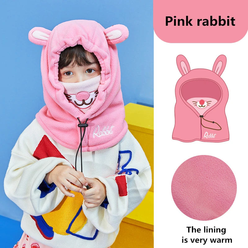 Lemonkid Kids Cartoon Animal Masked Hat Children Autumn Winter Warm Caps Child Girls Beanie Hats Boys Cycling Windproof Cap