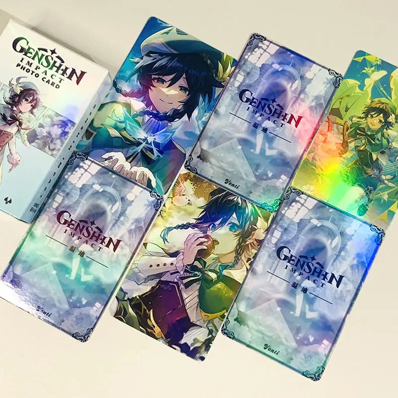 Hot Game Impact 50PCS/Set Decor Laser Lomo Card Photocard HD Double-sided Small Album Photo Card For Fans Collection Postcard