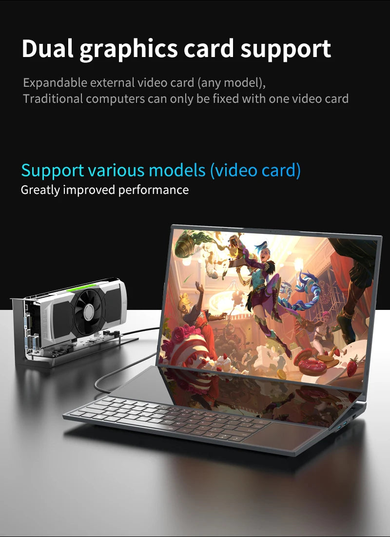 Topton Dual Screen Gaming Laptop 16 Inch IPS + 14'' Touch Intel i9-10885H I7-10750H Max 64GB 4TB Slim Notebook Gamer PC Computer