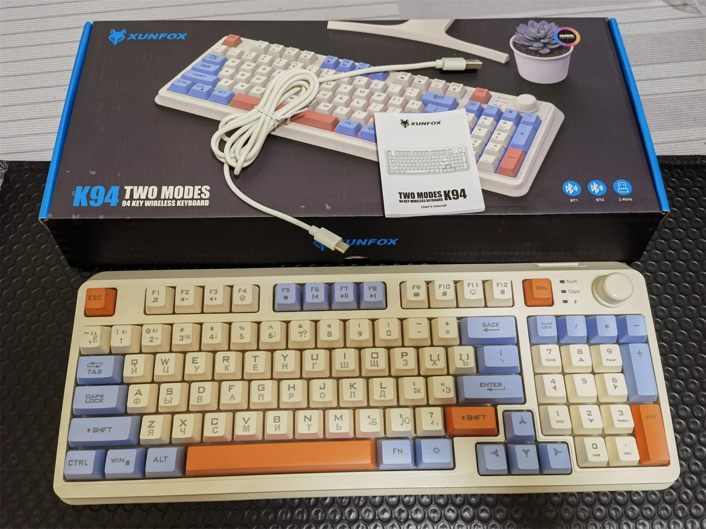 Russian Wireless Keyboard With Russian Layout Spanish Arabic Korean Keyboard Mouse Kit Bluetooth RGB Backlight Volume Knob K94