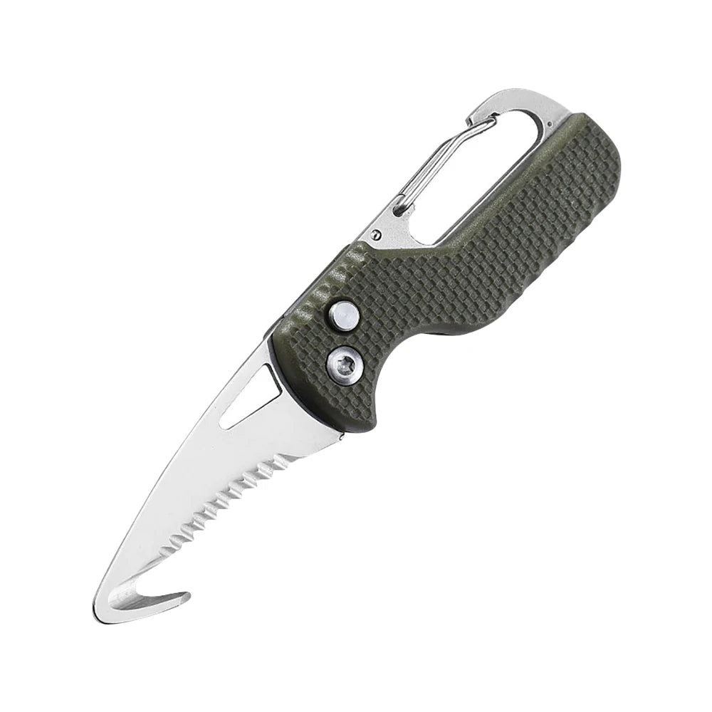 Portable Multifunctional Tool Knife Foldable Serrated Sharp Express Parcel Knife Keychain With Hook Cut Rope Survival Tool