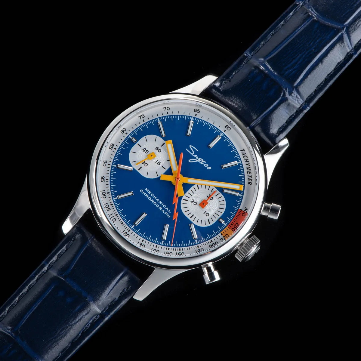 Sugess Watch Mens 1963 Pilot Chronograph Mechanical Wristwatches Tianjin ST19 Movement Swanneck Sapphire Crystal Racing Leather