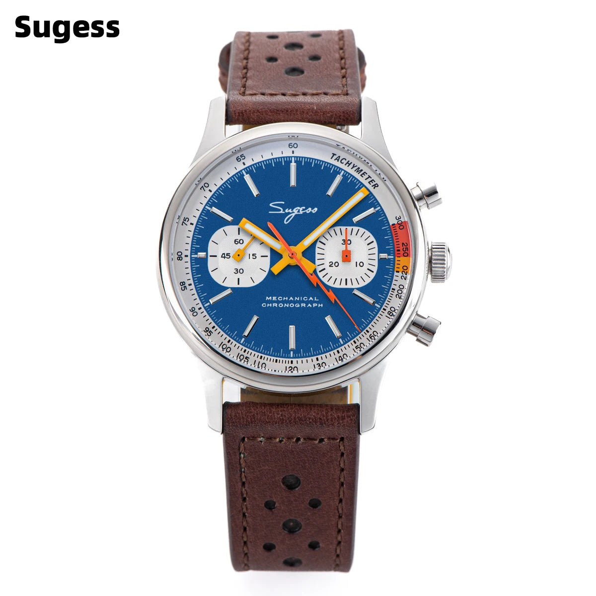 Sugess Watch Mens 1963 Pilot Chronograph Mechanical Wristwatches Tianjin ST19 Movement Swanneck Sapphire Crystal Racing Leather